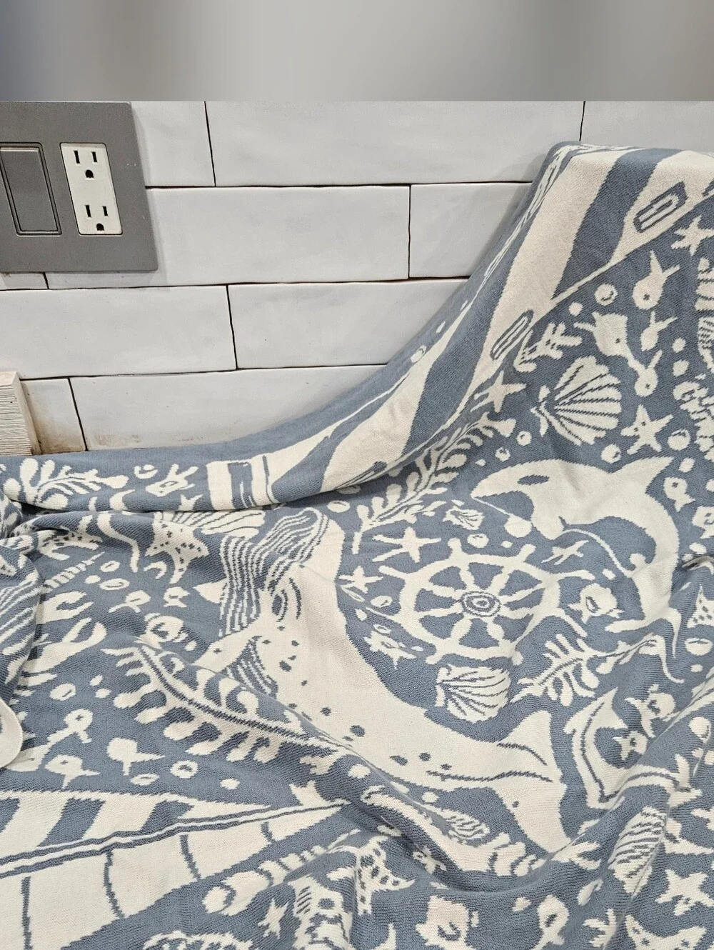 The Blueberry Hill's Nautical Organic Cotton Blanket 32x40